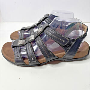 Taos Cleopatra Black‎ Leather Gladiator Sandals Shoes Womens 40 (9) Comfort SEE